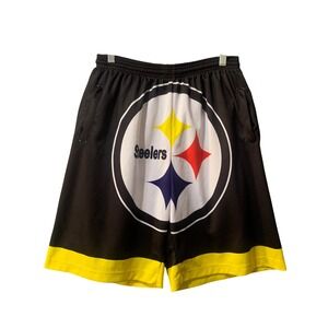Pittsburgh Steelers Mesh Basketball Shorts Black Yellow Mens NFL Fan Gear